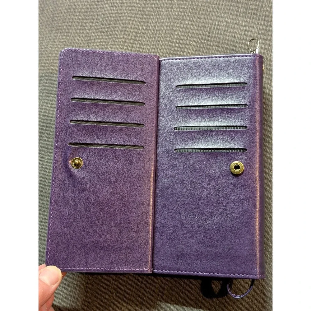 Pixel 3 Purple Embossed Mandala Wallet Magnetic Phone Case Wristlet Card Holder